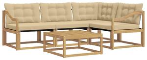 VidaXL Kültéri kanapé szett 5 pcs Fehér és Bézs 79 x 79 x 37 cm