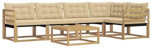 VidaXL Kültéri kanapé szett 6 pcs Fehér és Bézs 79 x 79 x 37 cm