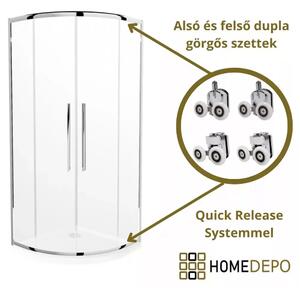 HD Elio+ 80x80 íves két tolóajtós zuhanykabin zuhanytálcával és króm szifonnal, krómozott elemekkel, 190 cm magas