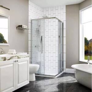 HD Elio+ 80x80 szögletes két tolóajtós zuhanykabin zuhanytálcával és króm szifonnal, krómozott elemekkel, 190 cm magas