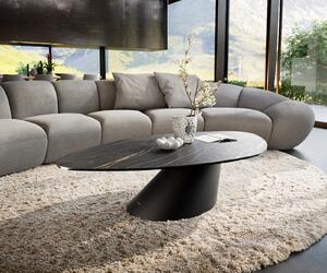 DELIFE Dohányzóasztal Edge organikus 140x76 cm Laminam® kerámia Noir Desir barna Conis fém fekete