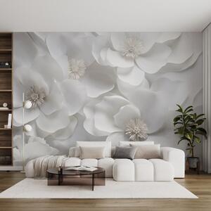 Fotótapéta Fehér virágok finom szirmokkal, sűrű fürtbe rendezve, a tisztaság és, 3d fotótapéta, Fotótapéta 3d virágok, w09053 : Uwalls.hu