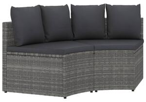2 részes szürke polyrattan kerti kanapészett párnákkal