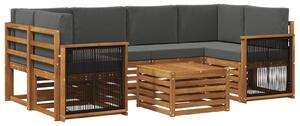 VidaXL Kültéri kanapé szett 7 pcs Természetes és antracit Tömör Akácfa