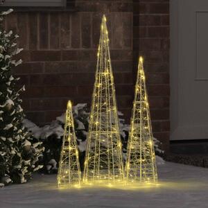 Karácsonyfa 3 db 90 LED Meleg fehér 20 x 20 x 80 cm Akril