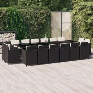 VidaXL Polyrattan Kerti Étkezőgarnitúra - 17 Fős - Fekete