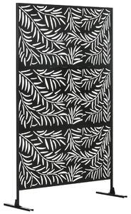 Outsunny Kültéri Paraván 2 Lábbal, Acélból, Kerthez és Kültéri Használatra, 122x45x198 cm, Fekete