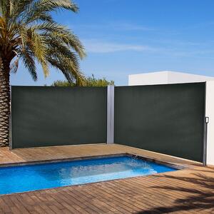 Outsunny Állítható UV-álló kerti paraván fogantyúval, fémből és 180 g/m² poliészterből, 600x180 cm, szürke