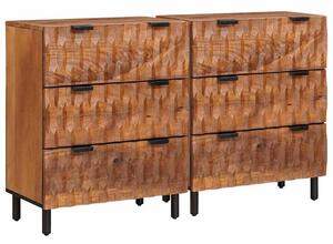 Széf 2 pcs Akácbarna felület 60 x 33 x 75 cm Tömör Mangófát