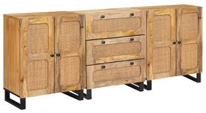 Széf 3 pcs Barna 180 x 33 x 75 cm Tömör Mangófát