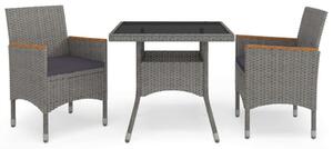 VidaXL Kerti Étkezőgarnitúra - 3 részes - Szürke Polyrattan