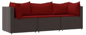 Polyrattan Kerti Ülőgarnitúra - 3 részes - Barna