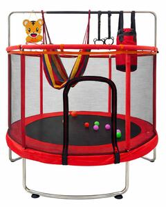 Gyermek trambulin kerti labda háló kosárlabda 150cm, piros