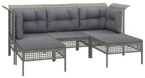 Polyrattan Kerti Ülőgarnitúra - 5 részes - Szürke