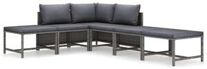 Polyrattan Kerti Ülőgarnitúra - 6 részes - Szürke