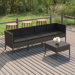 VidaXL Polyrattan Kerti Ülőgarnitúra - 5 részes - Szürke