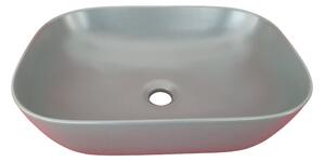 EROS - Top Counter pultra ültethető porcelán mosdó - SMILE 3 - MATT SZÜRKE - 46,5 x 32,5 x 13 cm