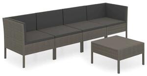 VidaXL Polyrattan Kerti Ülőgarnitúra - 5 részes - Szürke