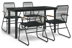 VidaXL 5 részes fekete PVC rattan kerti étkezőgarnitúra