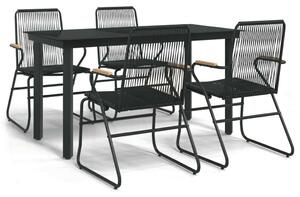 VidaXL 5 részes fekete PVC rattan kerti étkezőgarnitúra
