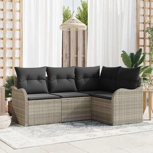 Kerti Kanapé Szett 4 pcs Világosszürke polirattan