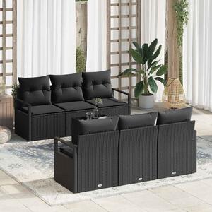 Kanapé Szett 7 pcs Fekete polirattan