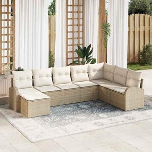 Kerti Kanapé Szett párnával 8 pcs Bézs Poly Rattan