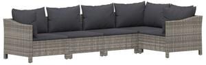 VidaXL Polyrattan Kerti Ülőgarnitúra - 5 részes - Szürke