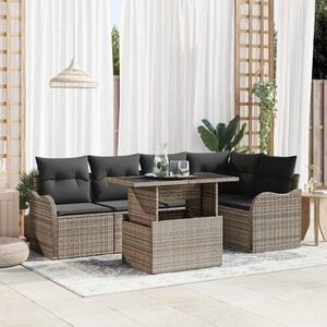 Kerti Kanapé Szett párnával párnával 6 pcs Szürke Poly Rattan