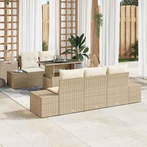 Kanapé Szett 6 db Beige és krém polirattan