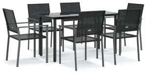 VidaXL 7-részes polyrattan és acél kerti étkezőgarnitúra
