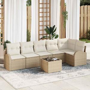 Kanapé Szett párnával tárolóval 7 pcs Beige és Fehér polirattan
