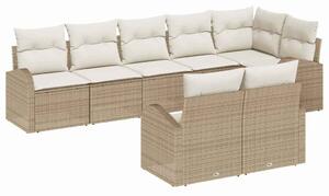 Kerti Kanapé Szett párnával 8 pcs Beige és Fehér polirattan