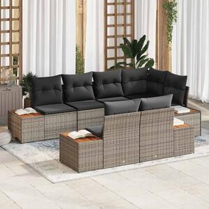 Kerti Kanapé Szett párnával tárolóval 7 pcs Szürke Polyrattan