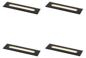 4 darabos modern fekete talajba süllyeszthető spotlámpa készlet 30 cm LED-del IP65 - Eline