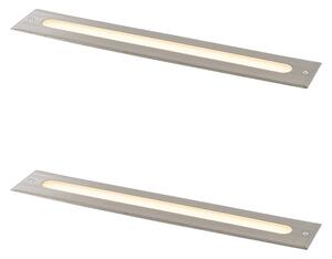 2 darabos modern acél színű földbe süllyeszthető spotlámpa készlet 50 cm LED-del IP65 - Eline