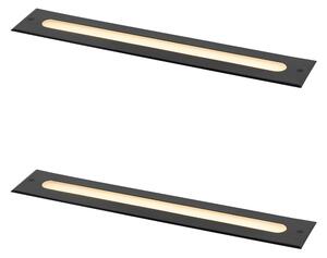 2 darabos modern fekete talajba süllyeszthető spotlámpa készlet 50 cm LED-del IP65 - Eline