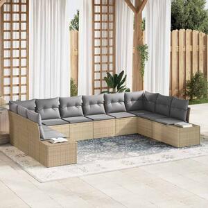 Kerti Kanapé Szett 10 pcs Beige és Világosszürke Polyrattan