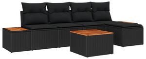 Kerti Kanapé Szett párnával tárolóval 6 pcs Fekete Polyrattan