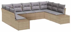 Kerti Kanapé Szett 9 pcs Beige és Világosszürke Polyrattan