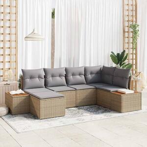 Kerti Kanapé Szett 7 pcs Beige és Világosszürke Polyrattan