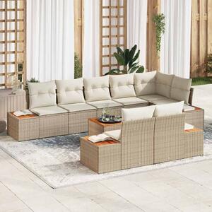 Kerti Kanapé Szett párnával 8 pcs Beige és krém Polyrattan