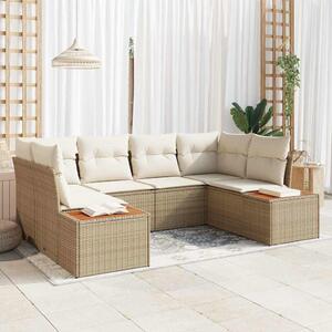 Kerti Kanapé Szett párnával 6 pcs Beige és krém Polyrattan