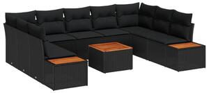 Kerti Kanapé Szett párnával tárolóval 5 pcs Fekete Polyrattan