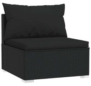 4-részes fekete polyrattan kerti ülőgarnitúra párnákkal