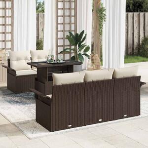 Kerti Kanapé Szett párnával tárolóval 6 pcs Barna Poly Rattan