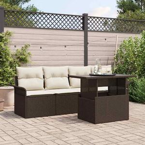 Kerti Kanapé Szett párnával tárolóval 5 pcs Barna Poly Rattan