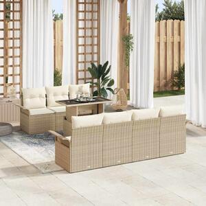 Kerti Kanapé Szett párnával tárolóval 8 pcs Bézs Poly Rattan