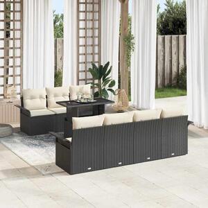 Kerti Kanapé Szett párnával tárolóval 8 pcs Fekete Poly Rattan