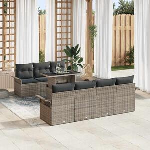 Kerti Kanapé Szett párnával tárolóval 8 pcs Szürke Poly Rattan